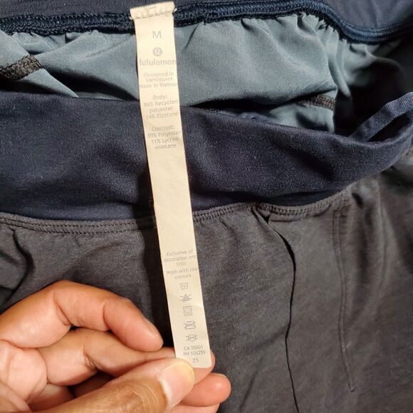 Lululemon Mens Drawstring Athletic Shorts Size Medium Navy Grey Casual Gym - Picture 8 of 16